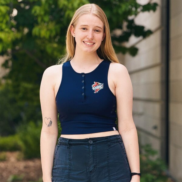 Champion® Women's Punching Cy Navy Ottoman Henley Crop